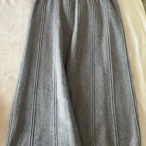 Gray Ribbed A-line Maxi Skirt for Work